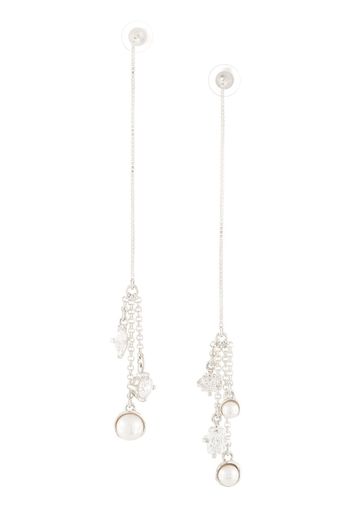 E.M. crystal pendant earrings - Silver