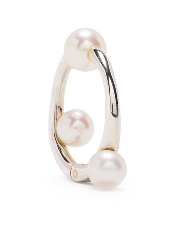 E.M. pearl huggie earring - Silver