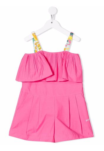 Emilio Pucci Junior contrast-straps ruffled playsuit - Pink