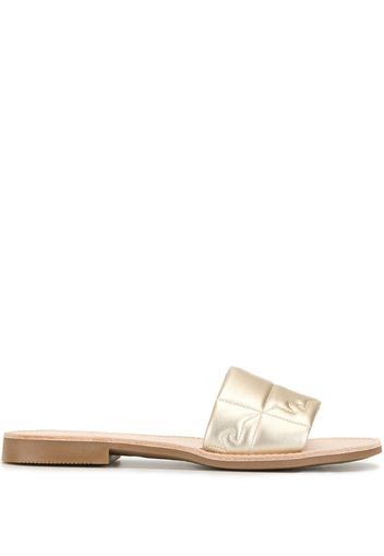 metallic-print quilted sandals