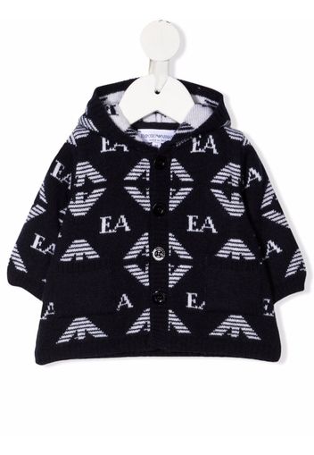 Emporio Armani Kids jacquard-logo hooded coat - Blue