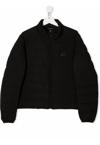 Emporio Armani Kids logo-patch zip-up padded jacket - Black