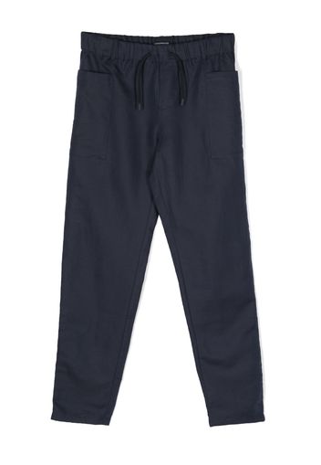 Emporio Armani Kids plain cotton-linen track pants - Blue