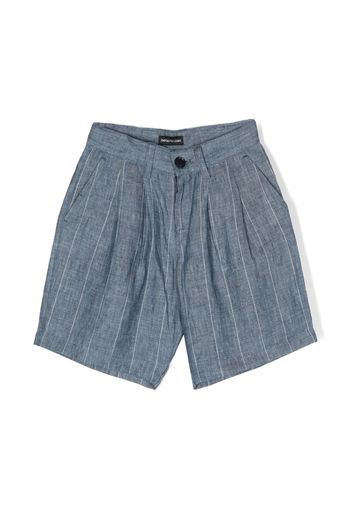 Emporio Armani Kids striped linen shorts - Blue