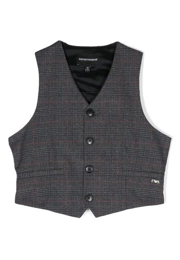 Emporio Armani Kids check-plaid martingale waistcoat - Grey