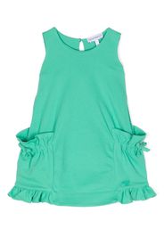 Emporio Armani Kids bow-fastening ruffled cotton dress - Green