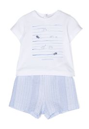 Emporio Armani Kids striped cotton T-shirt & shorts set - Blue