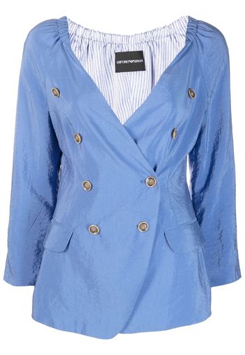 Emporio Armani double-breasted silk jacket - Blue