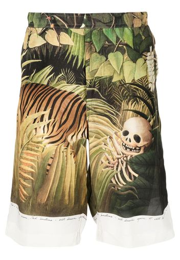 Endless Joy Forest graphic-print silk shorts - Green