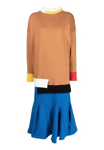 Enföld colour-block jersey-knit dress - Brown