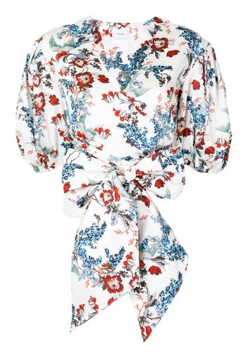 floral-print puff sleeve blouse