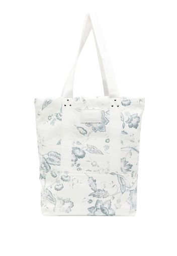 Erdem floral logo-patch tote bag - White