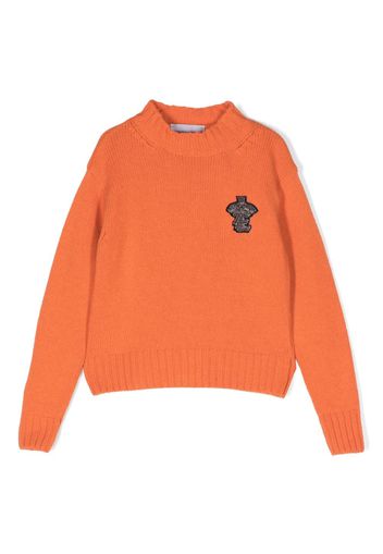 Ermanno Scervino Junior logo-patch knitted jumper - Orange