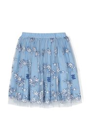 Ermanno Scervino Junior floral-embroidered mini skirt - Blue