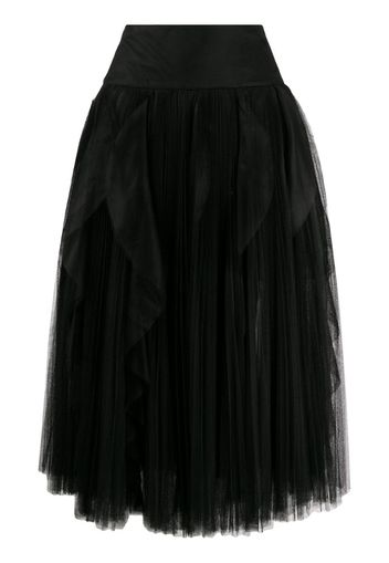 pleated ruffle tulle midi skirt