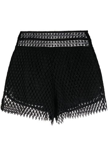 Broderie Anglaise Leather Mini Shorts - Luxury Black