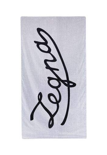 White cotton signature logo beach towel