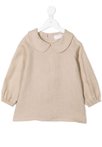 Eshvi Kids peter-pan collar linen shirt - Brown