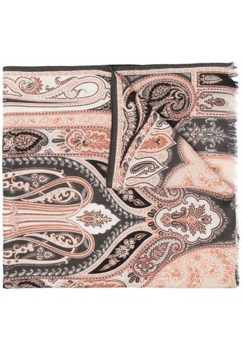 paisley-print frayed scarf