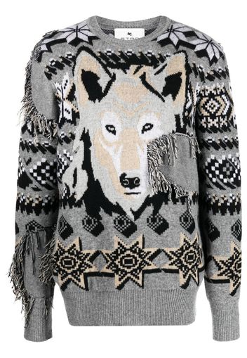 ETRO embroidered crew-neck jumper - Grey