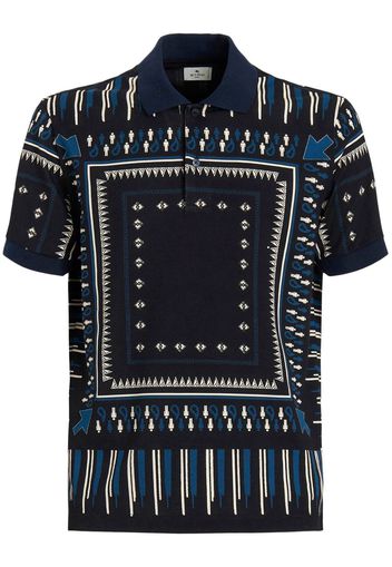 ETRO geometric-print cotton polo shirt - Blue