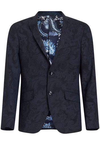 ETRO patterned-jacquard single-breasted blazer - Blue