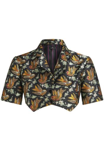 ETRO floral-print cropped shirt - Black