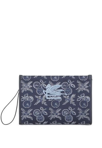 ETRO logo-embroidered jacquard beauty case - Blue