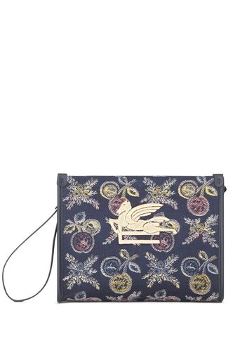 ETRO logo-embroidered jacquard beauty case - Blue