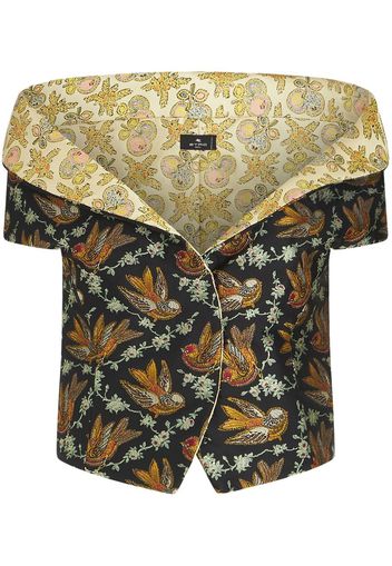 ETRO bird-motif off-shoulder blouse - Black