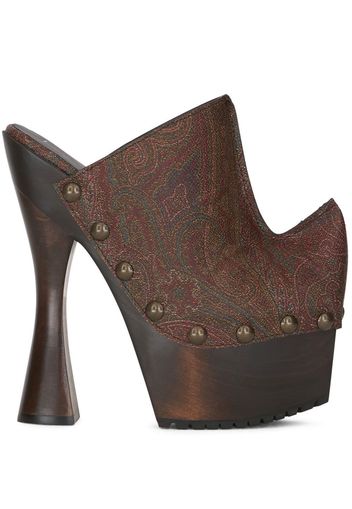 ETRO paisley-print leather clogs - Red