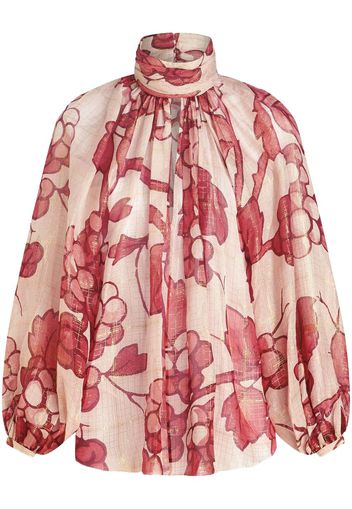 ETRO Berry-print lurex silk blouse - Red