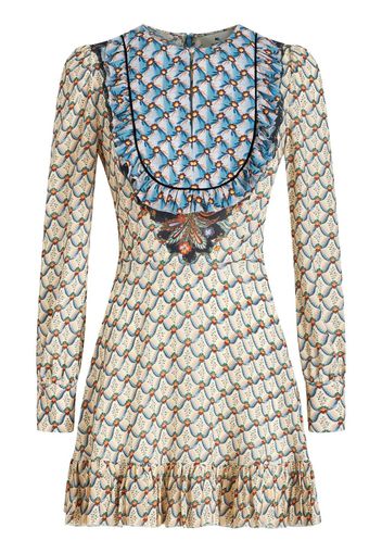 ETRO graphic-print ruffle-detailing dress - Neutrals