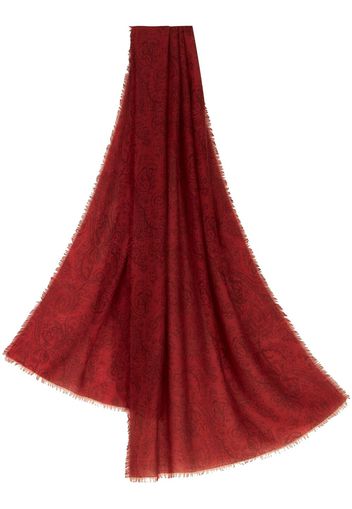 ETRO paisley-print frayed-edge scarf - Red
