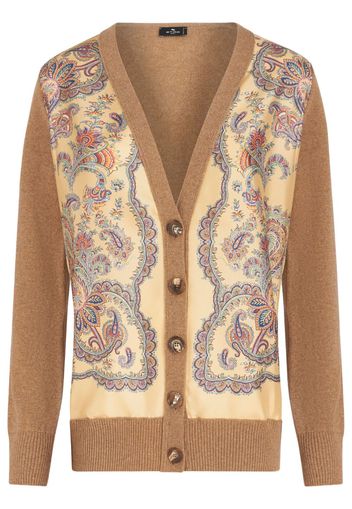 ETRO floral-print panelled cardigan - Brown