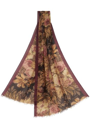 ETRO floral-print cashmere scarf - Brown