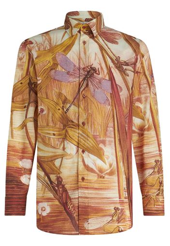 ETRO landscape-print cotton shirt - Brown