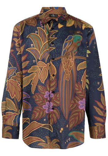 ETRO botanical-print cotton shirt - Blue