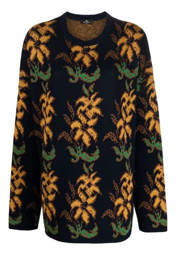 ETRO floral-intarsia virgin-wool jumper - Blue