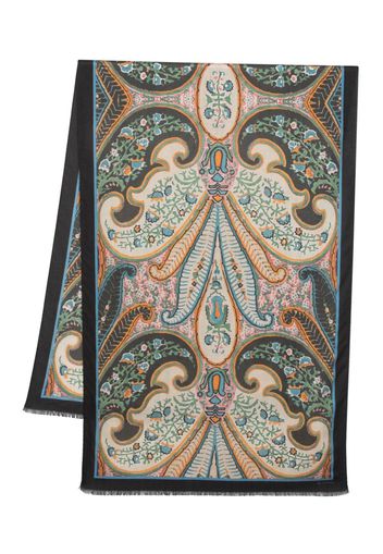 ETRO paisley-print frayed-hem scarf - Black