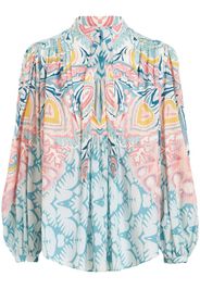 ETRO graphic-print pussy-bow blouse - Blue