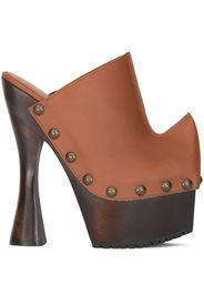 ETRO studded leather platform clogs - Brown