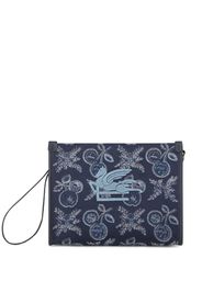 ETRO logo-embroidered jacquard beauty case - Blue