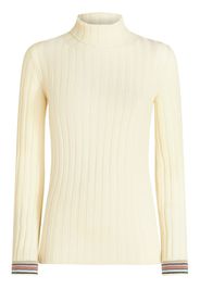 ETRO ribbed-knit striped-edge jumper - White