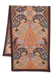 ETRO paisley-print frayed-hem scarf - Orange