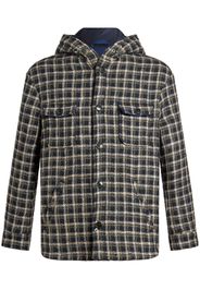 ETRO tartan-check hooded shirt jacket - Blue