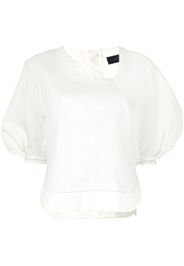 asymmetric-neck puff-sleeve blouse