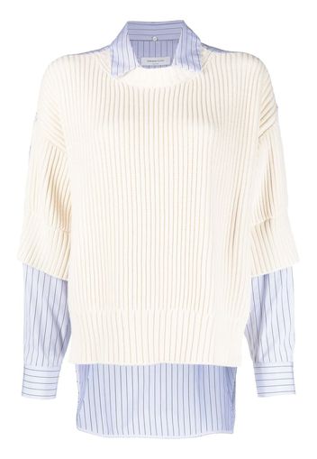 Fabiana Filippi rib-panel stripe-print shirt - Neutrals