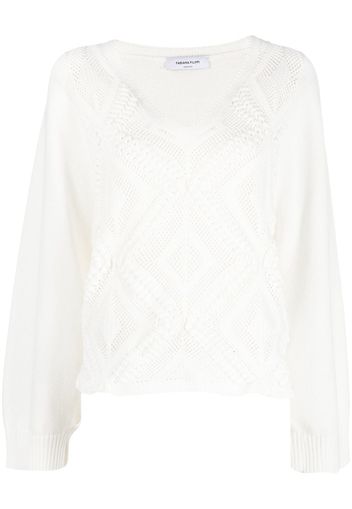 Fabiana Filippi diamond-stitch V-neck jumper - White