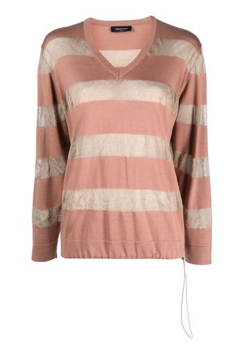 Fabiana Filippi striped V-neck sweatshirt - Brown